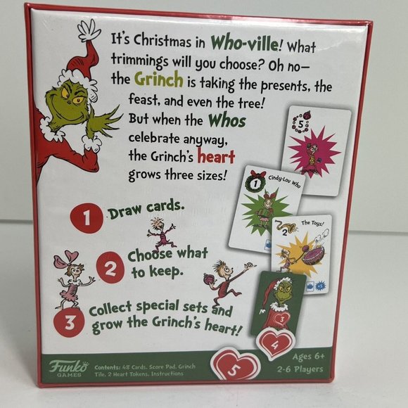 Dr Seuss Grinch Grow Your Heart Card Game Funko Games Christmas Holiday New - Picture 2 of 12